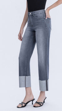 Flying Monkey - High Rise Cuffed Slim Wide Leg Jeans