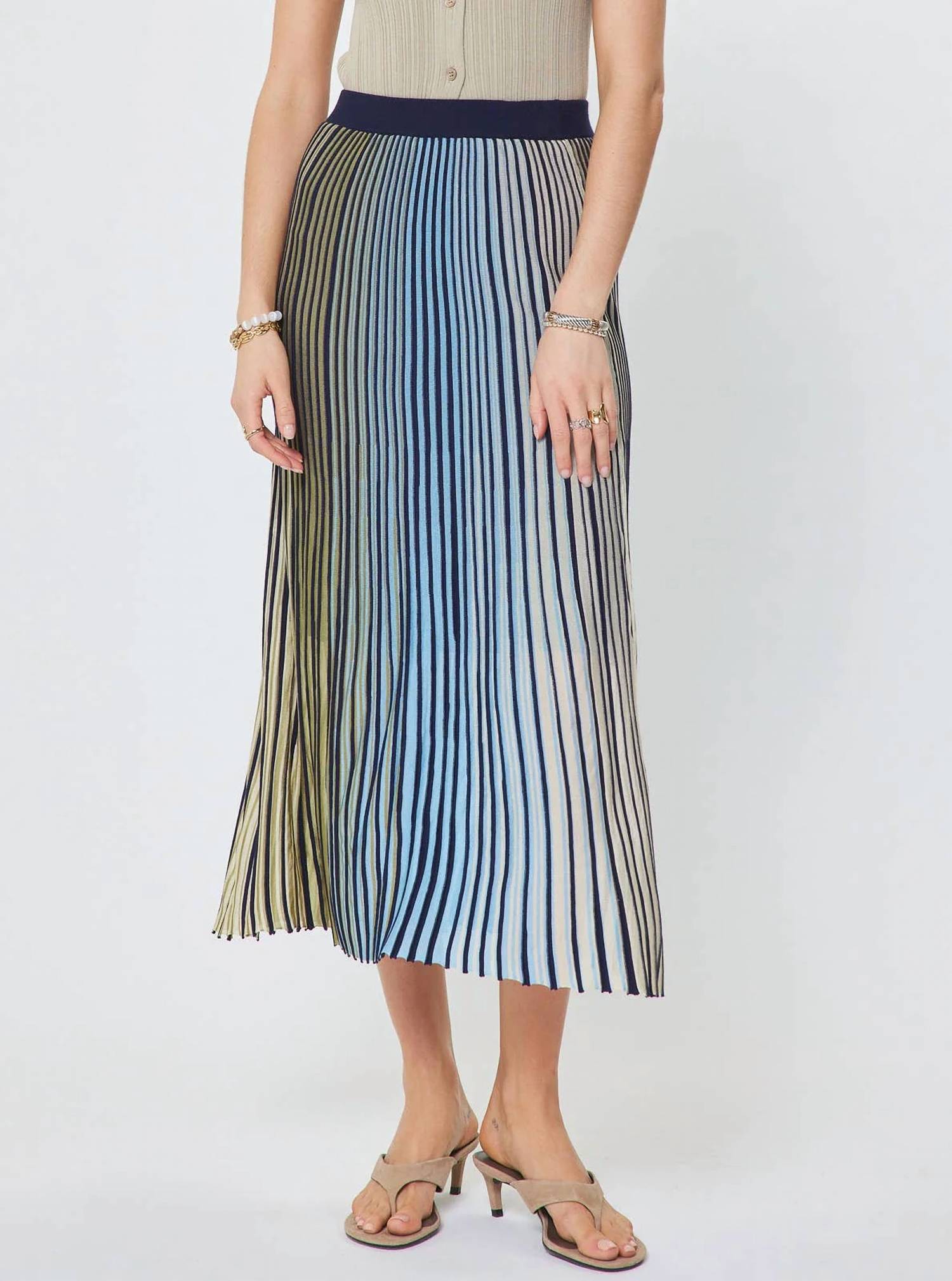 Current Air - Striped Midi Sweater Skirt