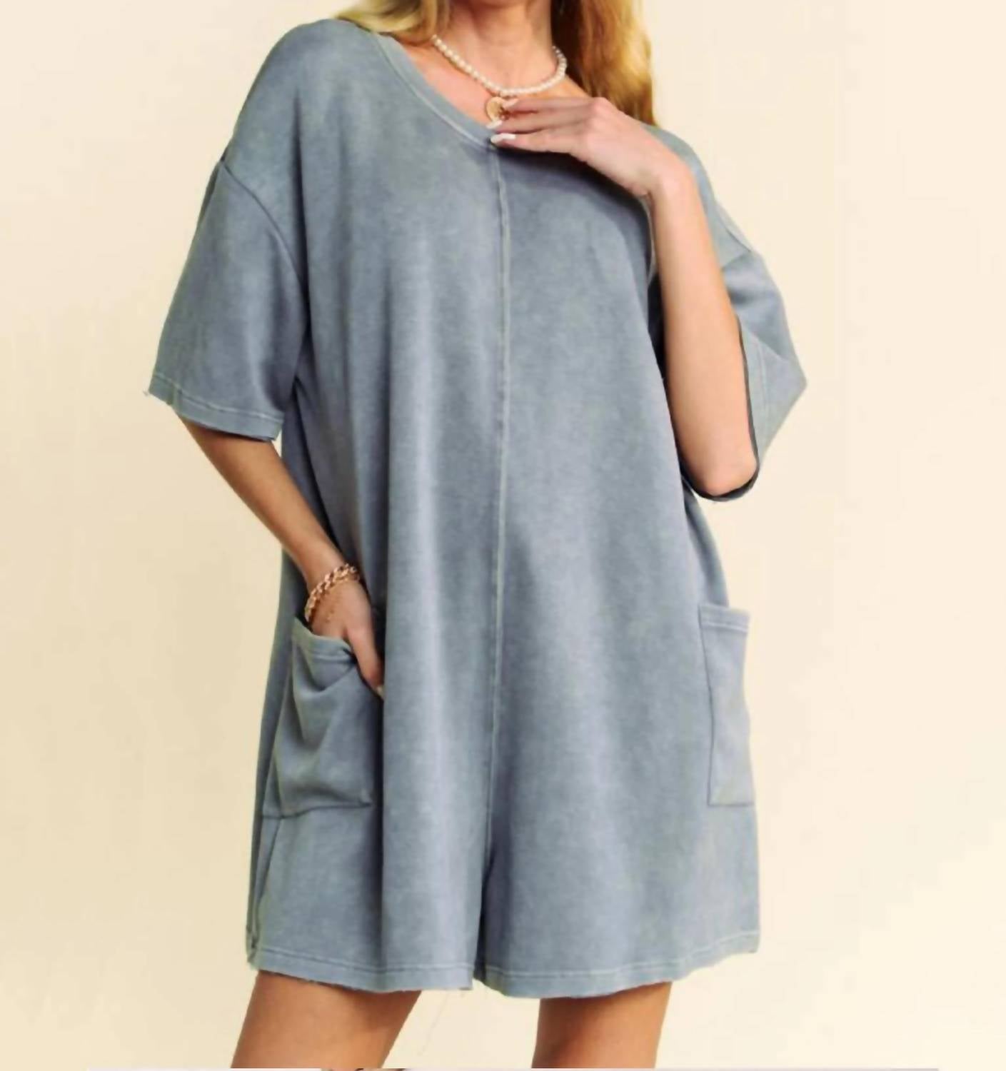 Davi & Dani - Women's Acid Wash Romper