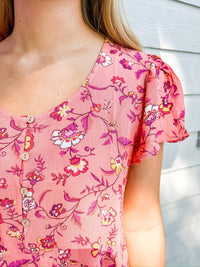 Easel - Coral Cream Dress