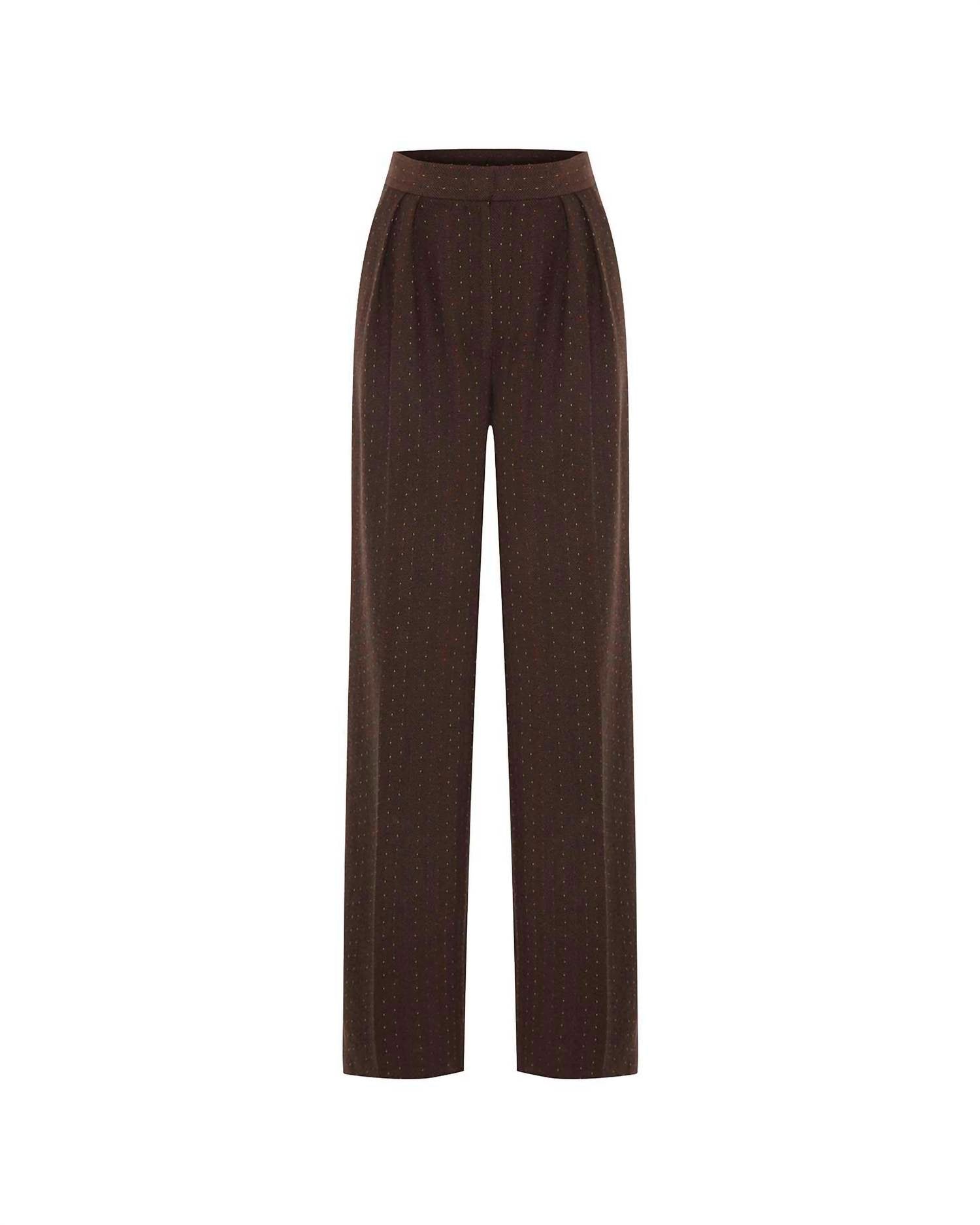 THEO the Label Kores Punto Herringbone High-waist Pant in amber sky - women's pants - view 5