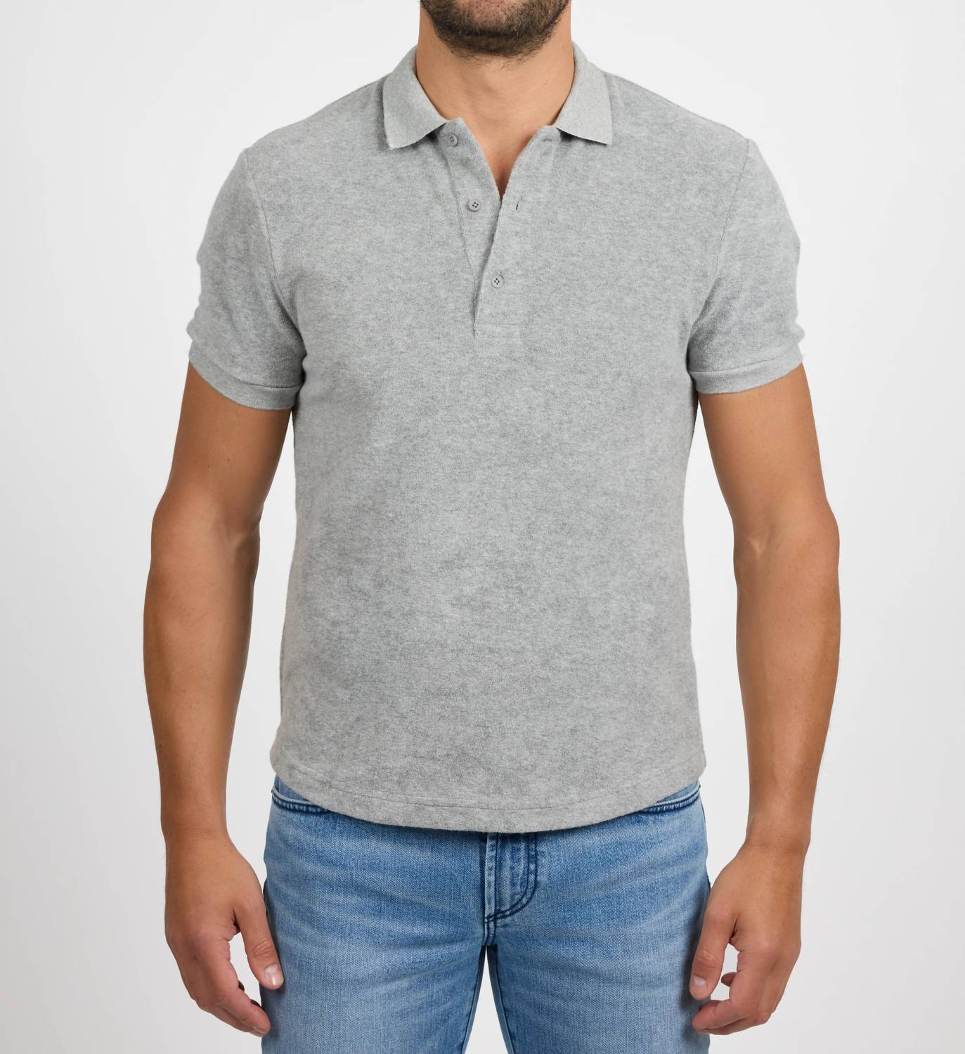 Monfrere Pierce Towel Terry Polo Shirt in light grey - men's shirt