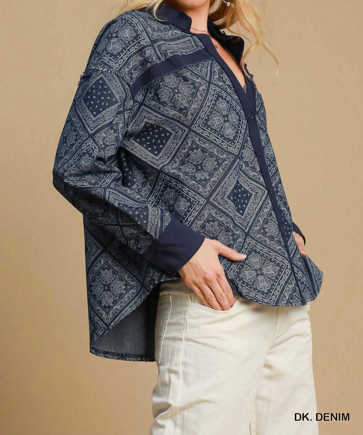 Umgee - Paisley Print Shirt Jacket