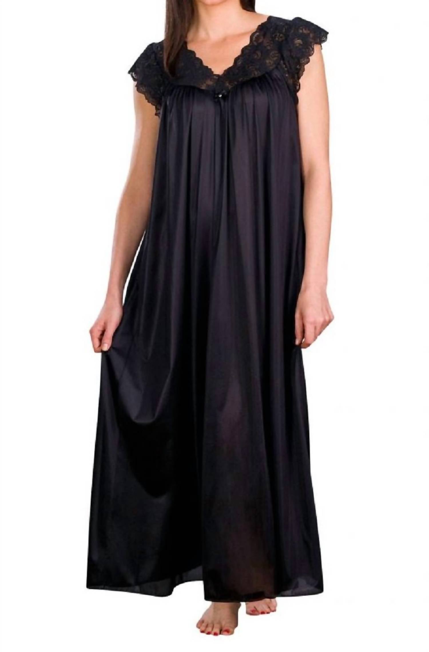 Shadowline Lingerie - Long Lace Cap Sleeve Nightgown
