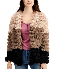 Sage The Label - Colorblocked Fringe Faux-fur Coat