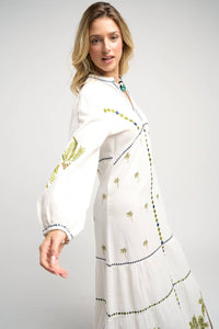 Guadalupe Design Women's Ria Palm Dress in white - women's dress - alternate view
