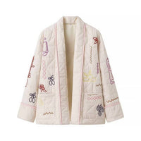 Rosa Clothing Street Fashion Embroidered Kimono Padded Jacket in white - women's jacket - view 4
