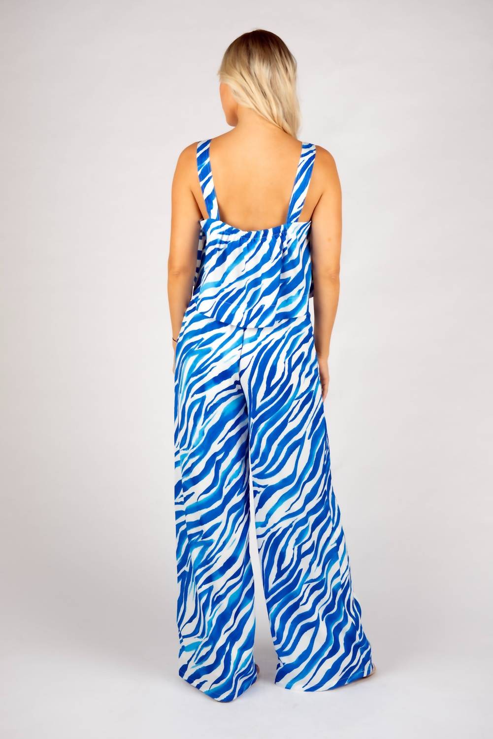 Sincerely Ours Brandee Zebra Printed Top in blue - women's tank top - alternate view