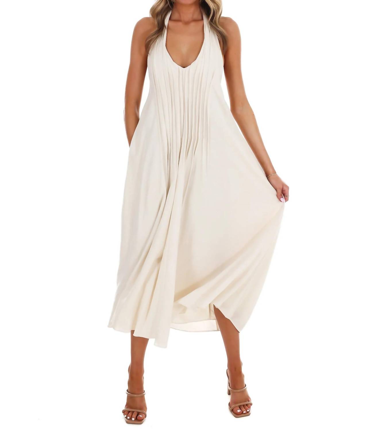 In February - Women's Softly Flowing Halter Midi Dress