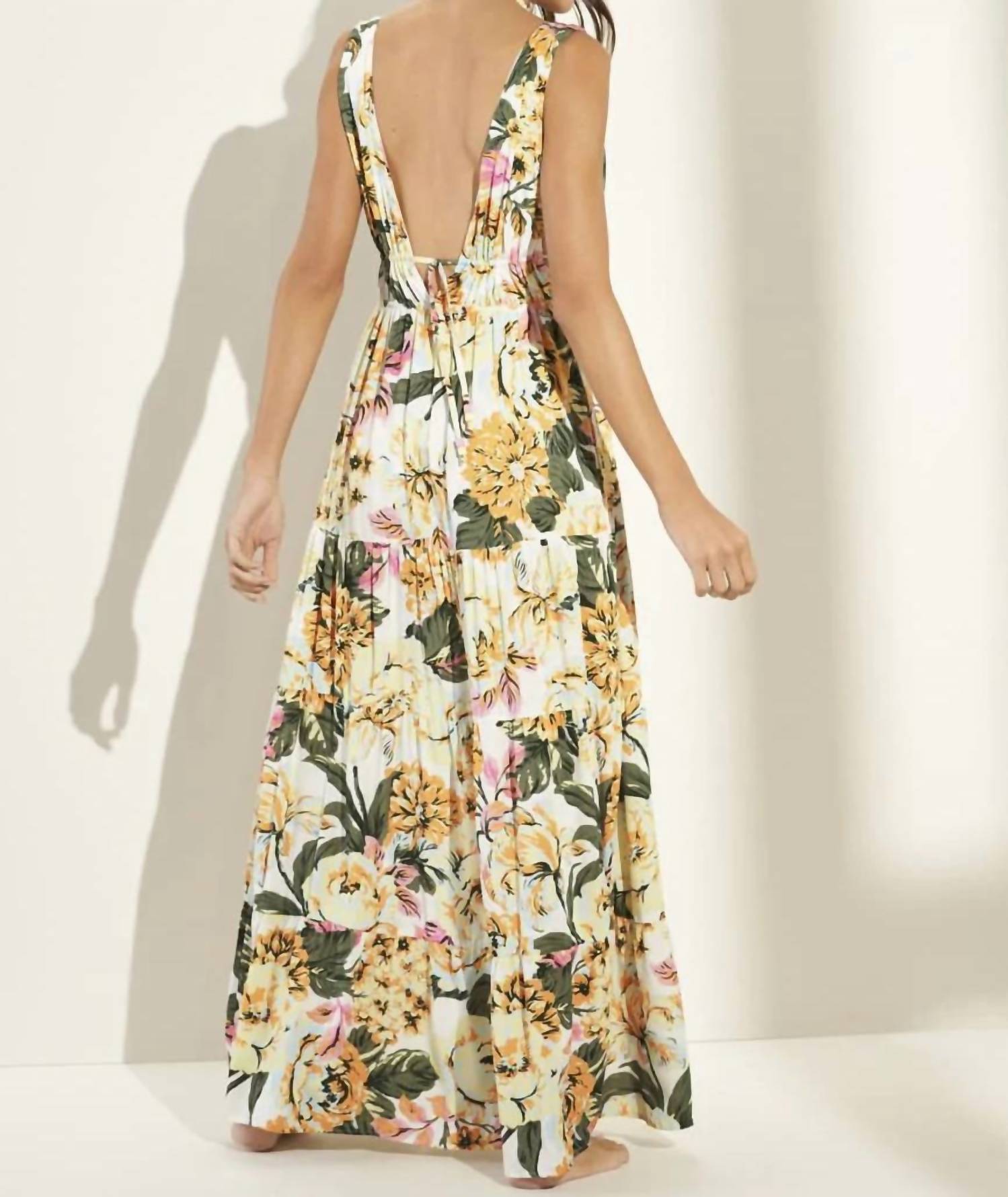 MAAJI Spring Garden Eva Long Dress in multicolor - women's dress - detail view