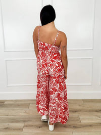 In February - Airy Floral Leaf Print Jumpsuit