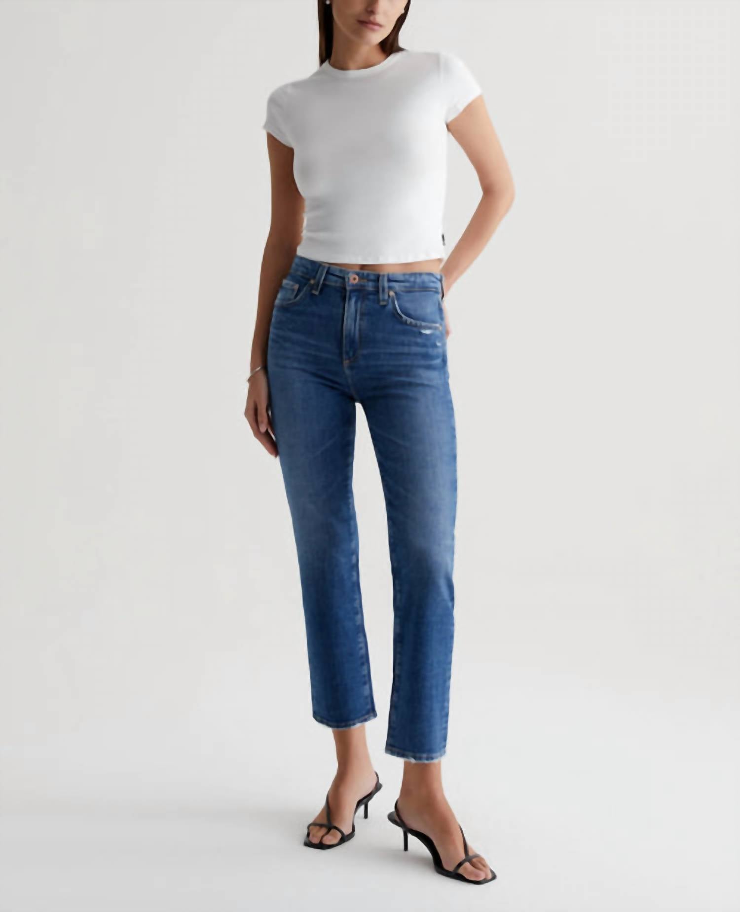 AG Jeans Hutton Crew Top in ex white - women's t-shirt