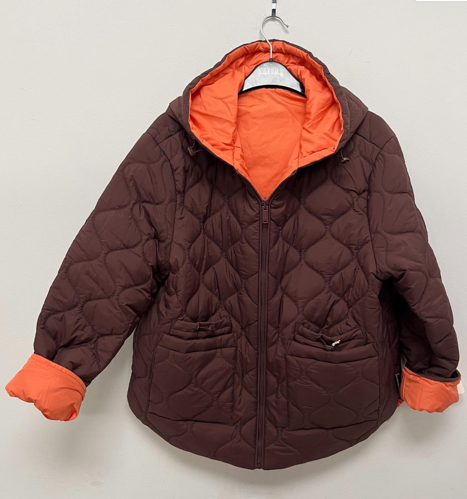 RINO & PELLE Women's Reversible Rain Jacket in maroon orange - women's jacket