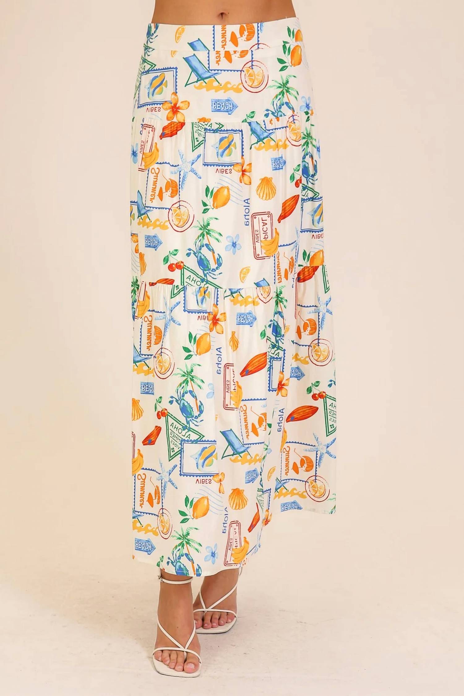 Lumiere - Vacay Santorini Postcard Top & Maxi Skirt Set