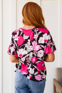 Haptics - Floral First Ruffle Sleeve Top