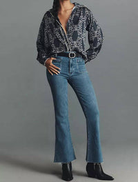 hutch Kodie Top Silky Blouse in navy print - women's blouse - view 4