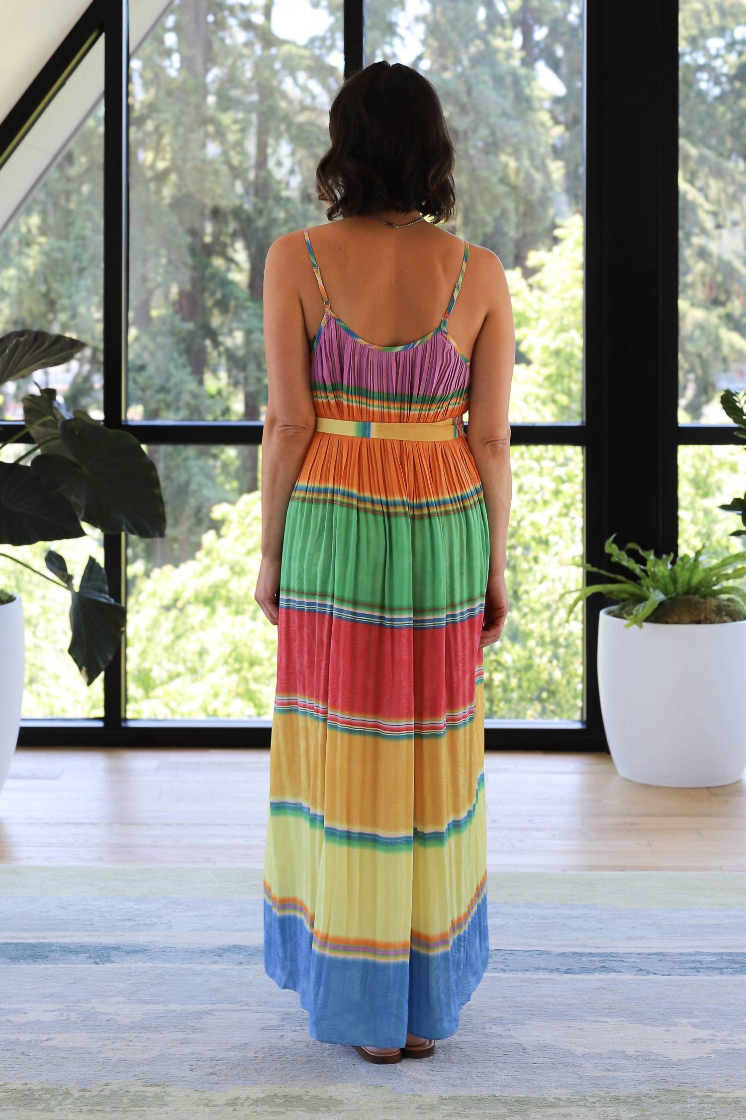 Nyland - Kamari Color Block Pleated Cami Midi Dress