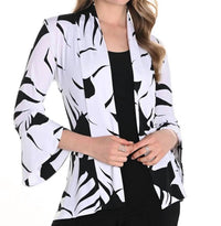 Frank Lyman - Throw Over Leaf Print Open Front Kimono Jacket