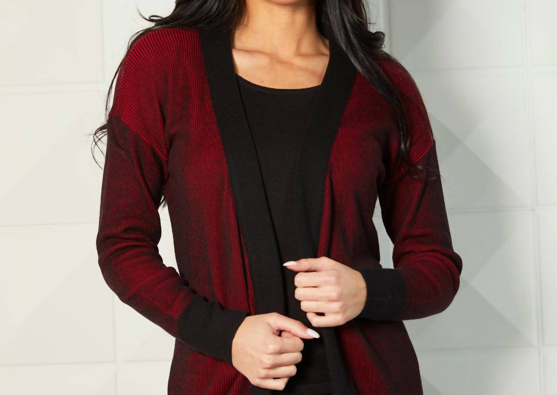 Angel Apparel - Two Tone Ribbed Cardigan