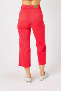 Judy Blue - Women's Garment Dyed Tummy Control Crop Wide Pants