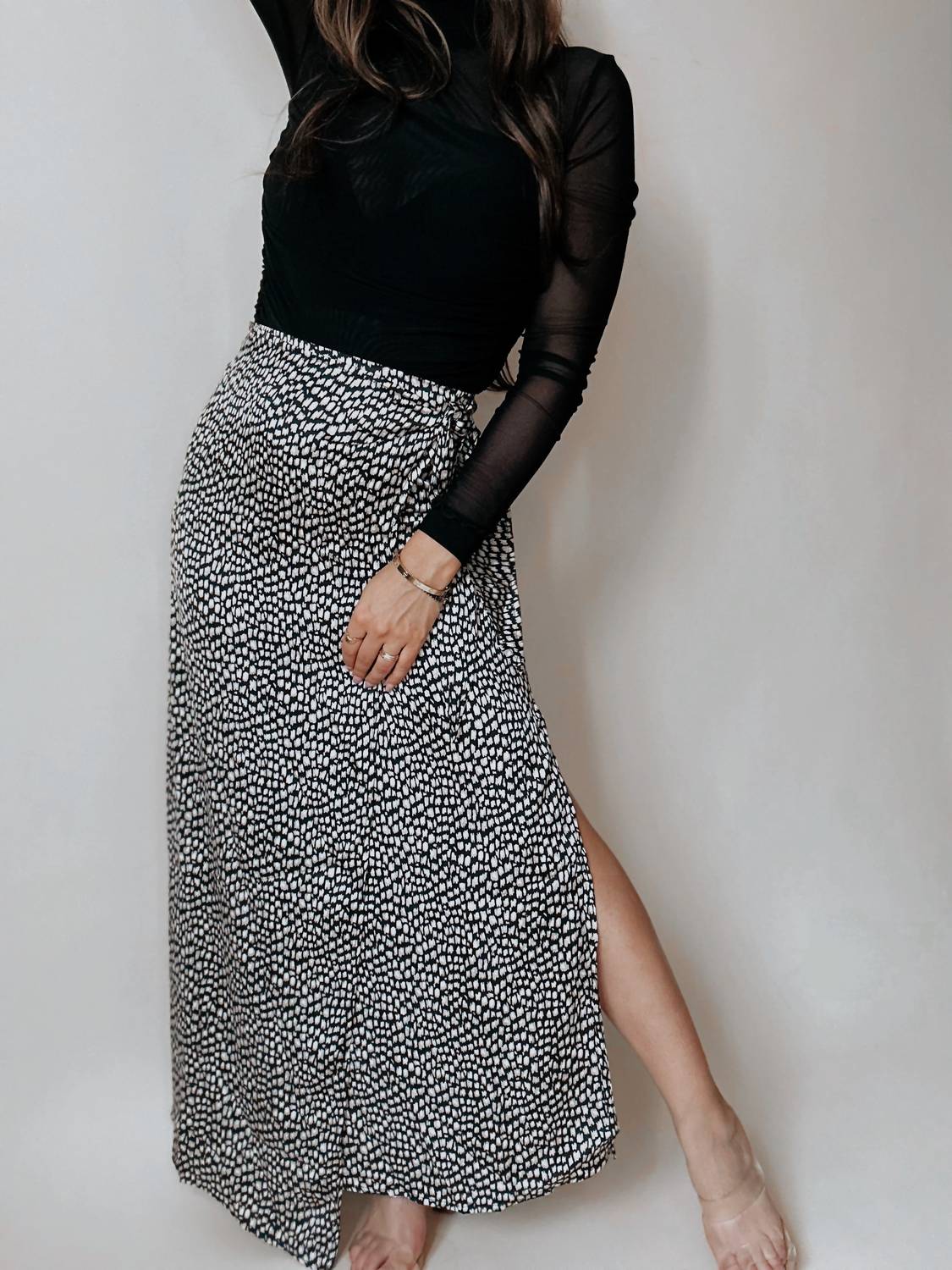 Promesa - Angeles Animal Print Satin Wrap Skirt
