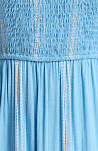 Elan - Embroidered Stripe Tiered Dress
