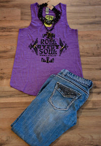 LHTX Women's Roll Gypsy Soul Tank in purple - women's tank top - alternate view