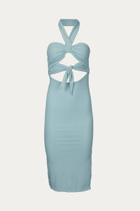 TIE FRONT DETAIL RIB BODYCON DRESS