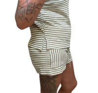 1 The Woman - Striped Textured Knit Top And Short Set
