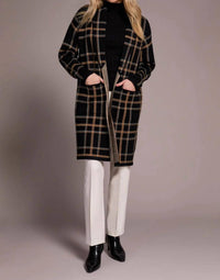 Tribal - Double Knit Long Plaid Coatigan