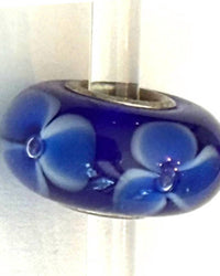 Trollbeads Women's Universal Charm Bead in unique navy white blue flowers bead - women's item - detail view