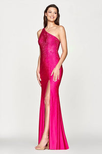 Faviana - Long Hotstone One Shoulder Maxi Dress