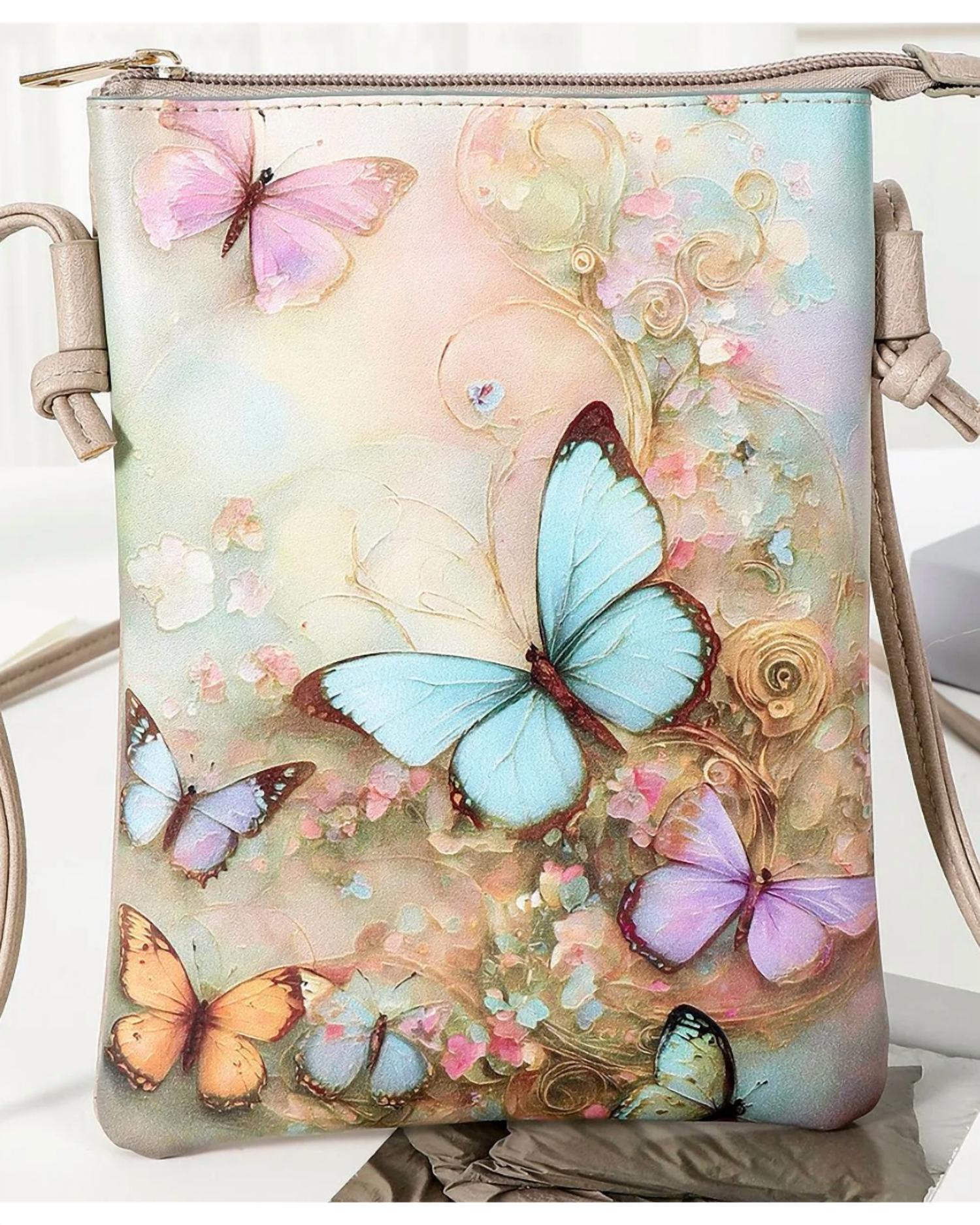 Shine Mark Accessories - Women's Flutter & Bloom Crossbody Cell Phone Bag