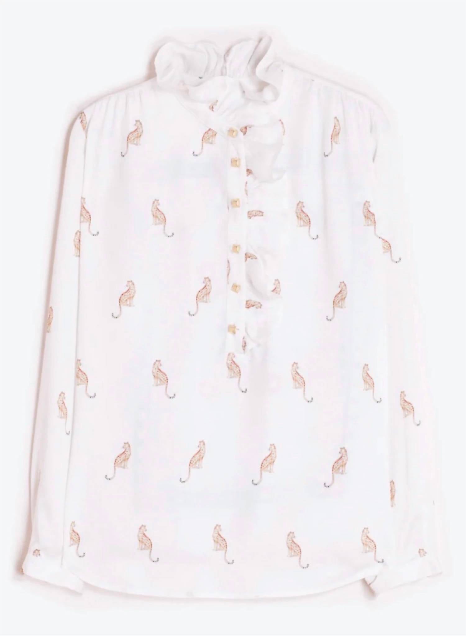 Vilagallo Women's Volantes blouse in white - women's blouse