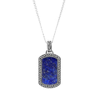 Shanore - Men’s Lapis Celtic Knot Dog Tag Pendant Necklace