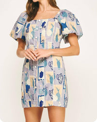 Strut & Bolt - Piping Contrast Vase Print Mini Dress. Rush
