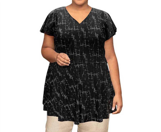 On The Plus Side - Short Sleeve Baby Doll Top - Plus