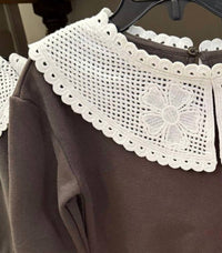 Copper Key - Girls Crochet Collar Sweatshirt