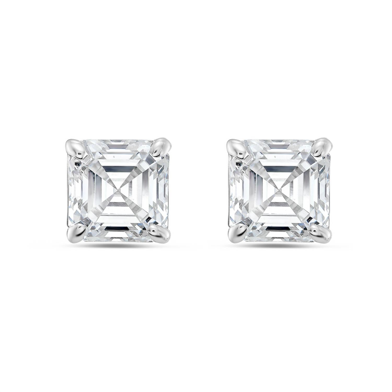 Diana M Jewels - 6.00 Cts Lab Grown Asscher Cut Stud Earrings