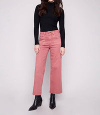Charlie B - Cropped Wide Leg Stretch Twill Pants