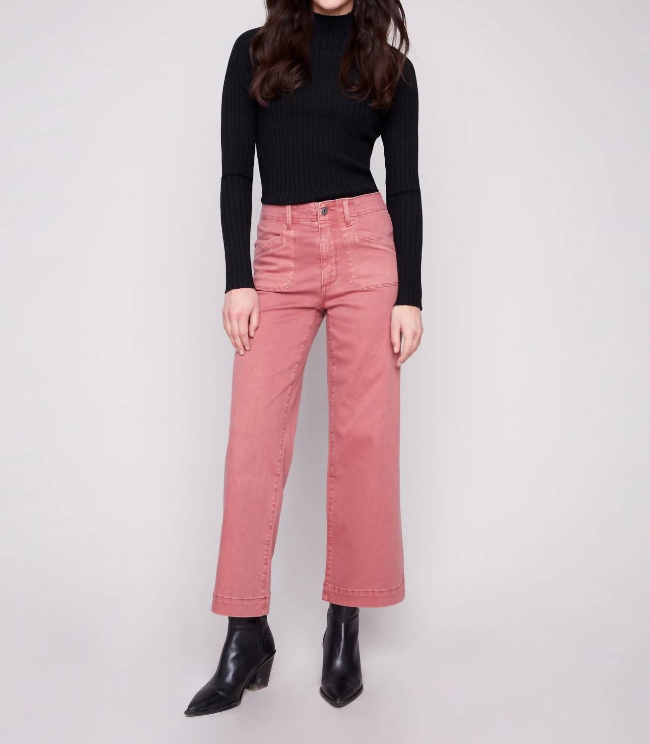 Charlie B - Cropped Wide Leg Stretch Twill Pants