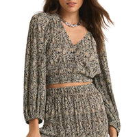 Z Supply Women's Isidora Reva Block Crop Top in black in black - women's blouse