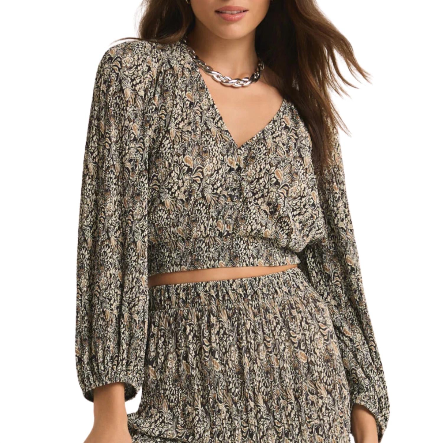 Z Supply Women's Isidora Reva Block Crop Top in black in black - women's blouse