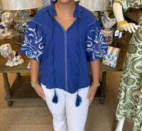Gigio - Embroidered Puff Sleeve Blouse