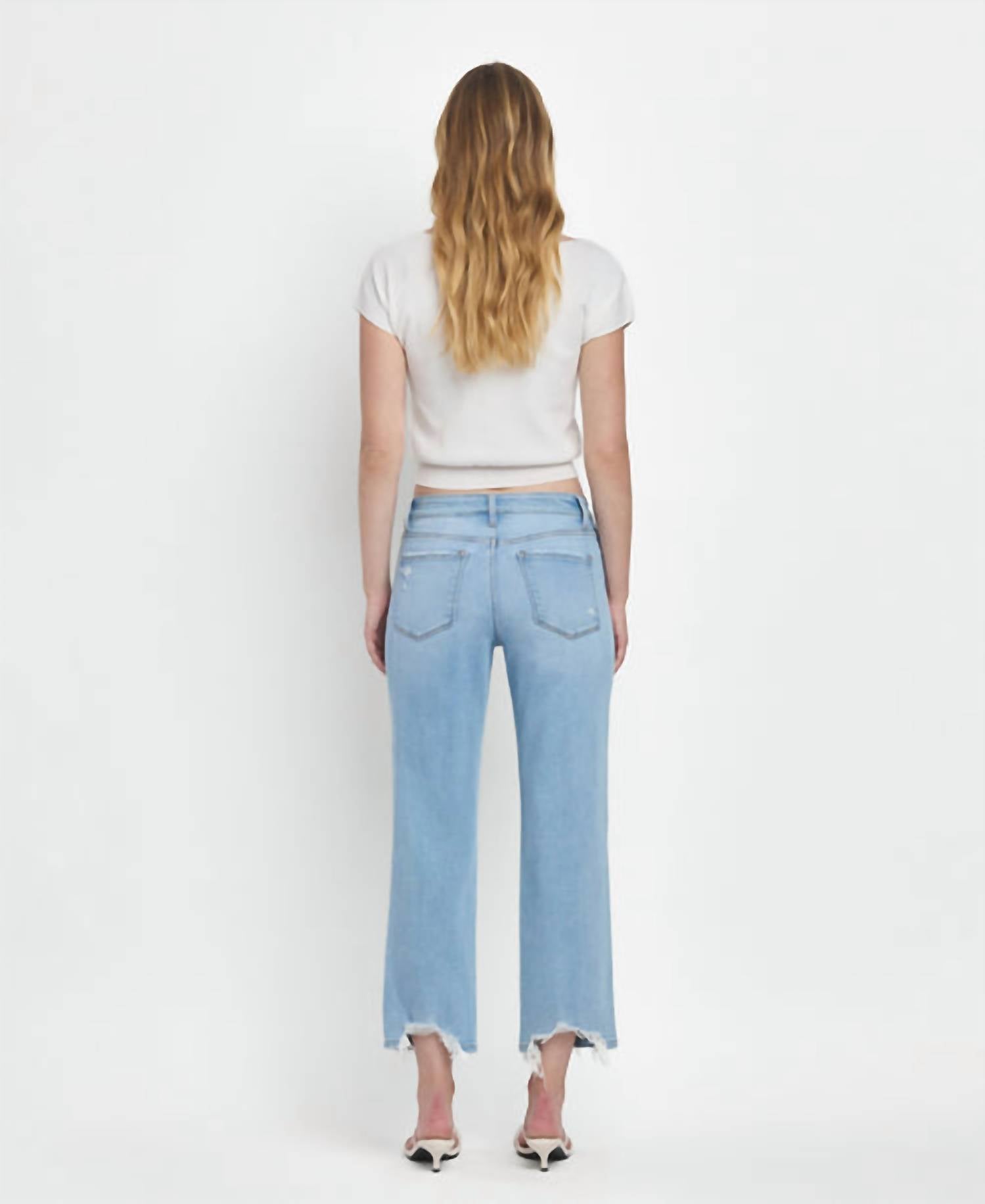 Lovervet - High Rise Straight Leg Distressed Jeans