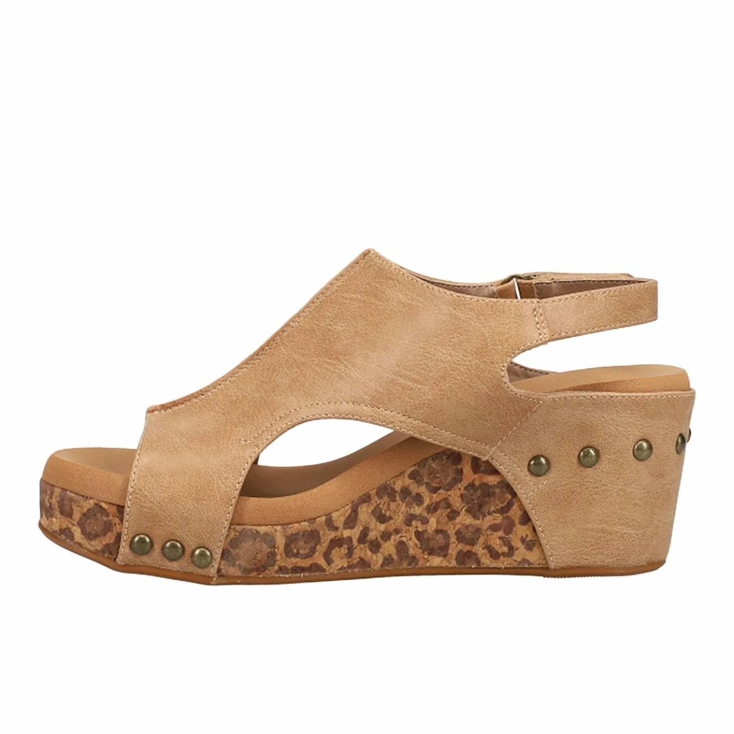 Corkys Footwear - Women's Carley Leopard Print Slingback Wedge