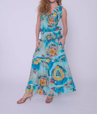 LOVE THE LABEL Nolan Maxi Skirt in canary tie dye print - women's skirt