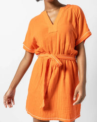 Lilla P - Belted Split Neck Dress