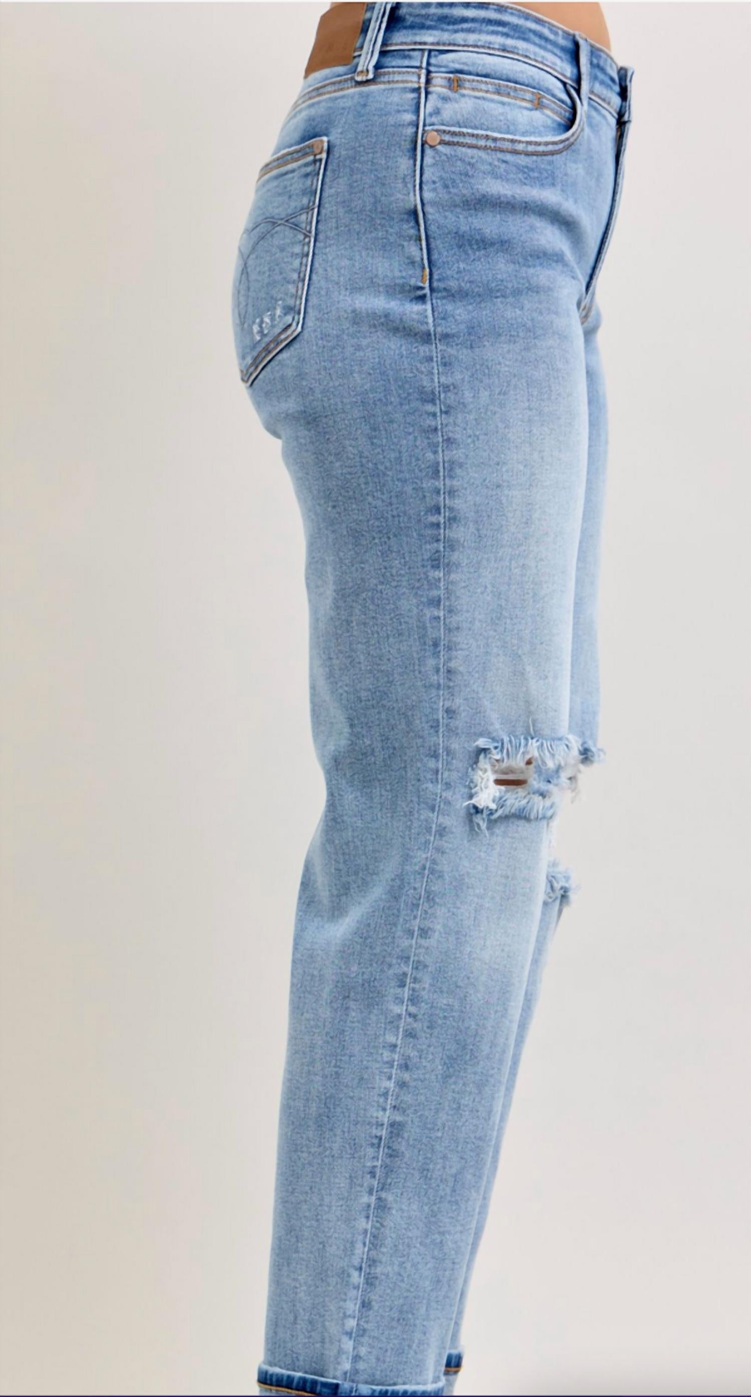 Judy Blue Hollis Boyfriend Jeans in blue - women's jeans - alternate view