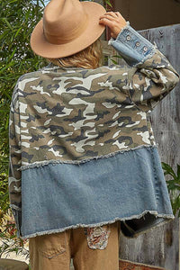 POL Camo Half Denim Jacket - women's jacket - detail view
